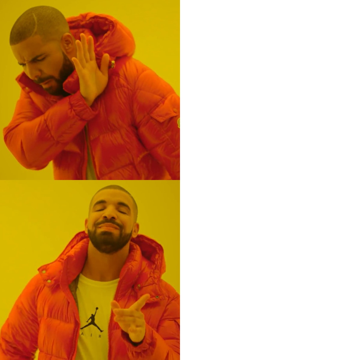 Drake Hotline Bling meme about Nakie
